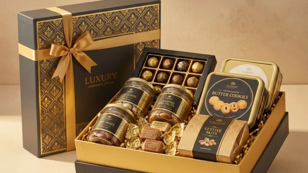 Test 1 Golden Festive Treats Hamper as a Corporate Gift