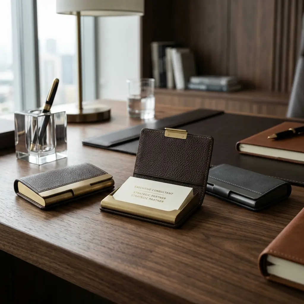 Test 1 Luxury Business Card Holder Metal and Leather as a Corporate Gift