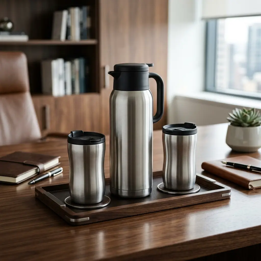 Test 1 Luxury Stainless Steel Thermos Set as a Customisable Corporate Gift