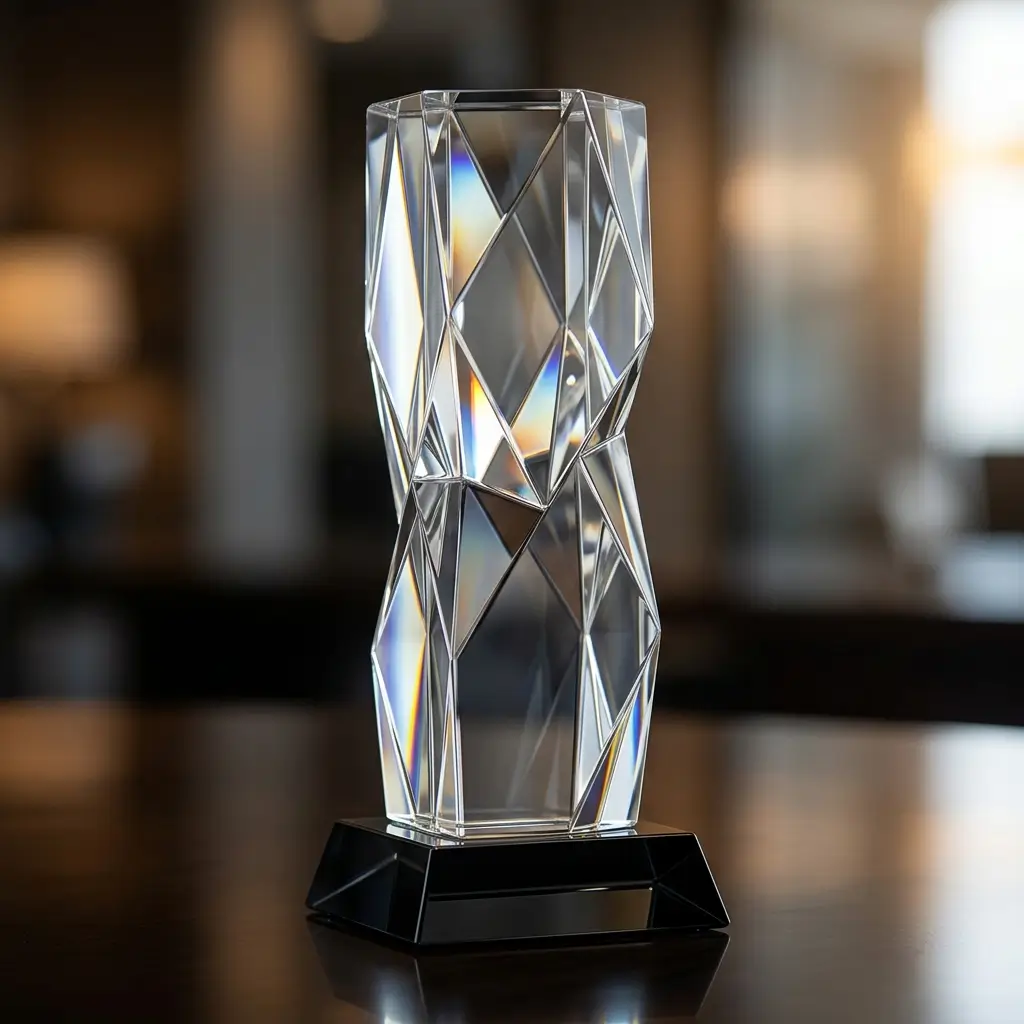 Test 1 Premium Glass Trophy with Branding as a Corporate Gift 1 2